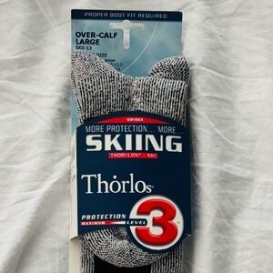 NWT Thor-Lon Ski Thorlo’s Black and Gray Over-Calf Socks Max Protection Level 3